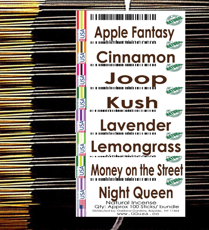 All 8 Incense Combo - Apple Fantasy Cinnamon, Joop, Kush, Lavender, Lemongrass, Money on The Street, Night Queen