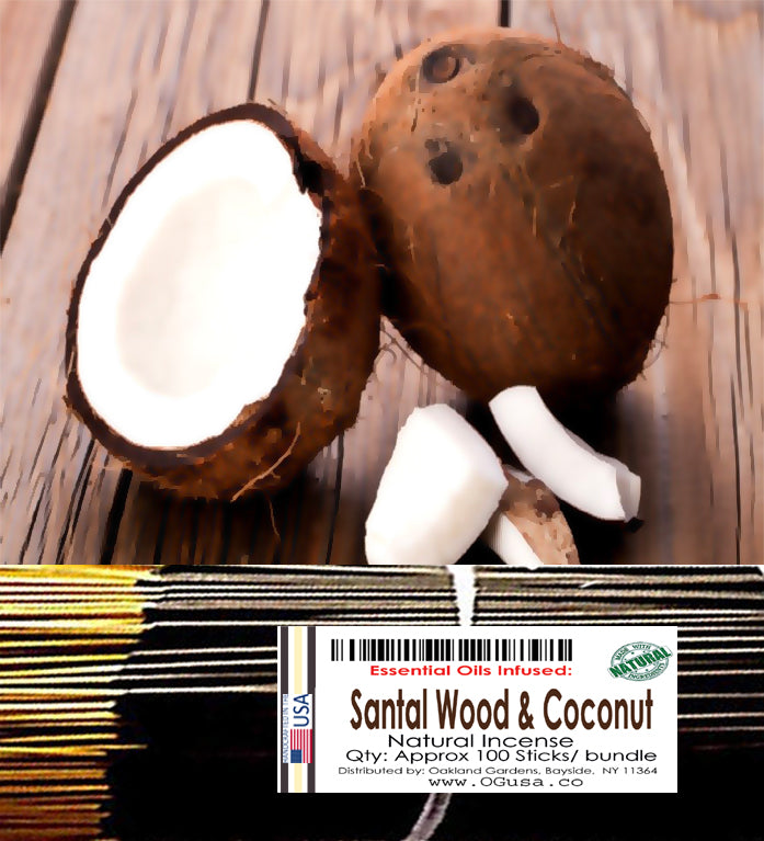 Santal Wood and Coconut (Warm & Relaxing, EOs Infused) Incense